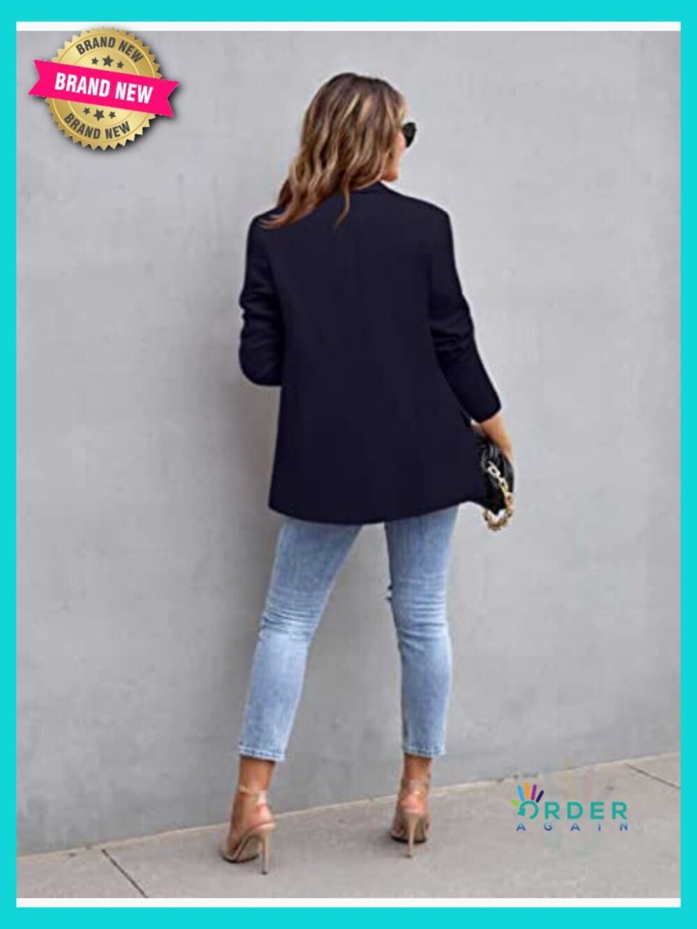 Lightweight Casual Blazer with Notched Lapels Functional Pockets for Work Office - Picture 3 of 6